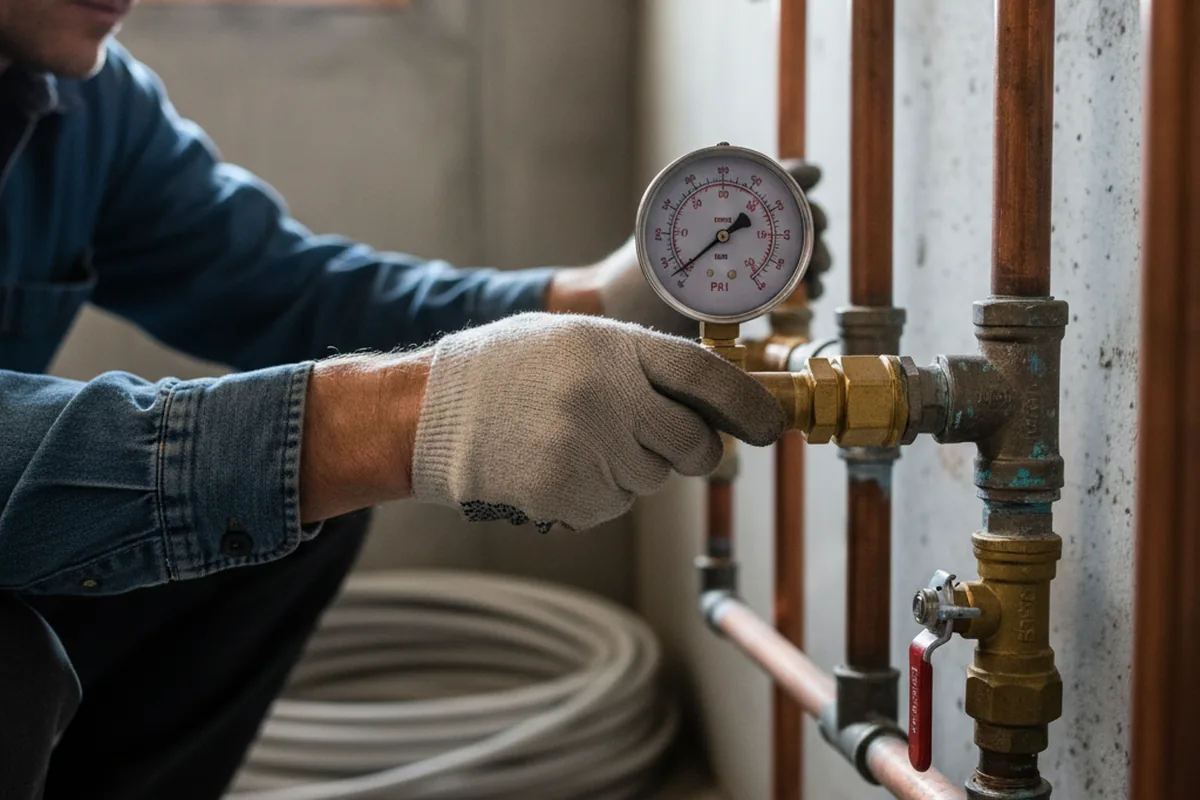 Pressure testing a repaired line during Water Line Repair in Passaic